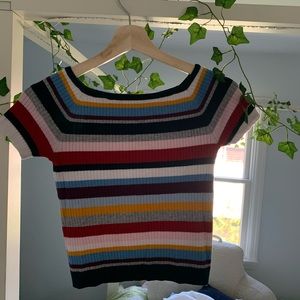 Colorful Knit Striped Crop Top (Kendall and Kylie)